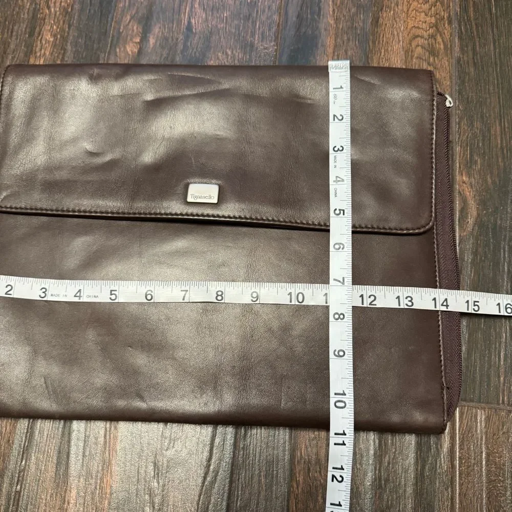 Tignanello Brown Leather Laptop Portfolio Briefcase Bag Unisex, envelope style